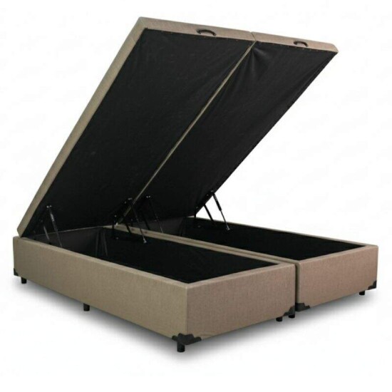 Base Box Baú Queen Bipartido Eli Milão 158x198x42 Korino Bege Blindado Nature