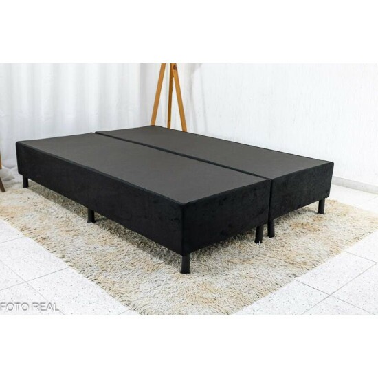 Box Casal Bipartida 138x188x38 Sued Preto Nosso Sonho