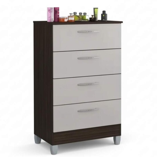 Cômoda com 4 Gavetas Chocolate/Off Larg. 0.59m Poquema - Black Friday