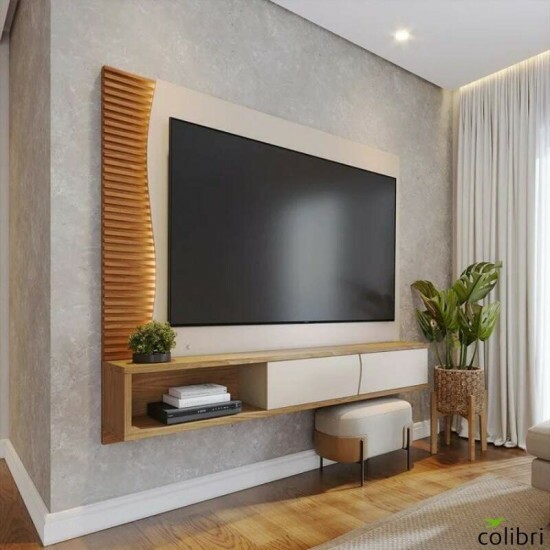 Home Suspenso Egeu Larg. 1.79m Off/Freijó para TV até 65" - Colibri