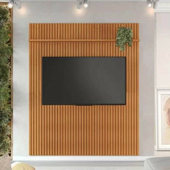 Painel Riso Larg. 2.07m Cinamomo Ripado S/Nicho para TV até 75" - JCM