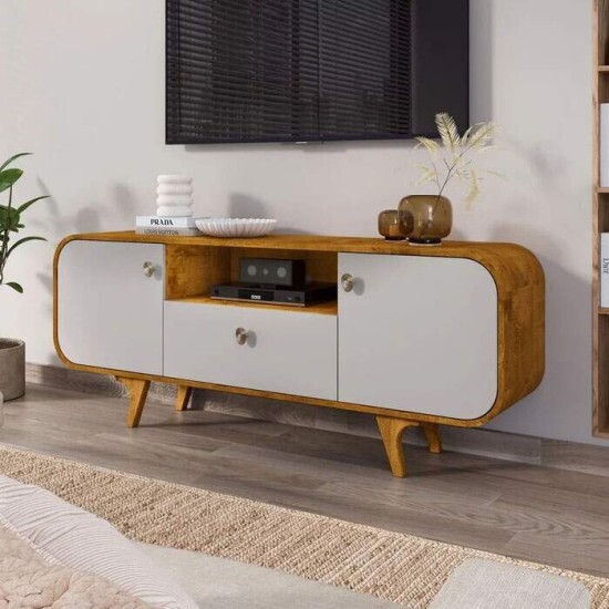 Rack Noronha Larg. 1.56m Nature/Off para TV até 55" - Bechara