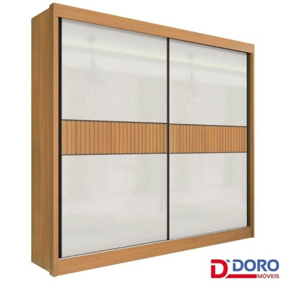 Guarda-roupa Casal Cancun Cinamomo/Off 2 Portas 6 Gavetas Detalhe Ripado 100% MDF Larg. 2.20m - D Doro