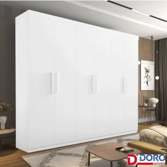 Guarda-roupa Casal Colibri Branco 6 Portas 6 Gavetas Larg. 2.05m - D Doro
