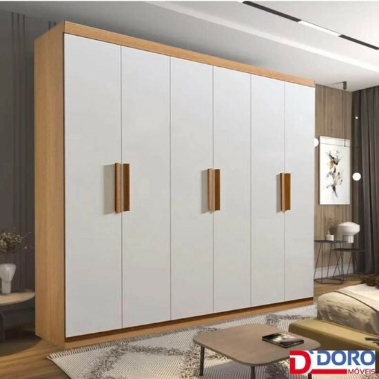 Guarda-roupa Casal Colibri Cinamomo/Off 6 Portas 6 Gavetas Larg. 2.05m - D' Doro