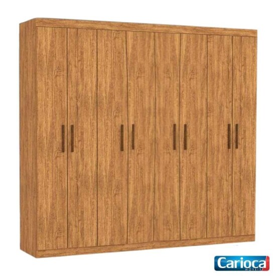 Guarda-roupa Casal Rubi Cinamomo 8 Portas 4 Gavetas C/ Pés Larg. 2.08m - Carioca