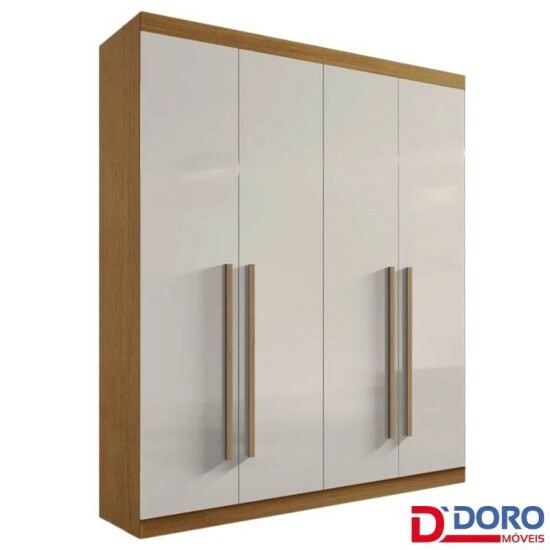 Roupeiro Solteiro Da Vinci Plus Cinamomo/Off 4 Portas 3 Gavetas 100% MDF Larg. 1.85m - D Doro