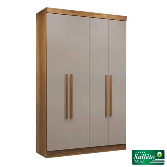 Roupeiro Solteiro Recife Cinamomo/Off 4 Portas 2 Gavetas Larg. 1.21m - Sallêto