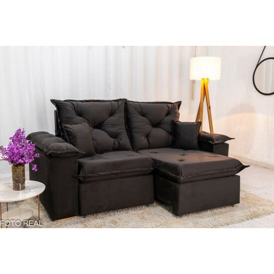 Sofá Retrátil Reclinável Porto Madri 2.00m Veludo Marrom - D28 Pró Aditivada