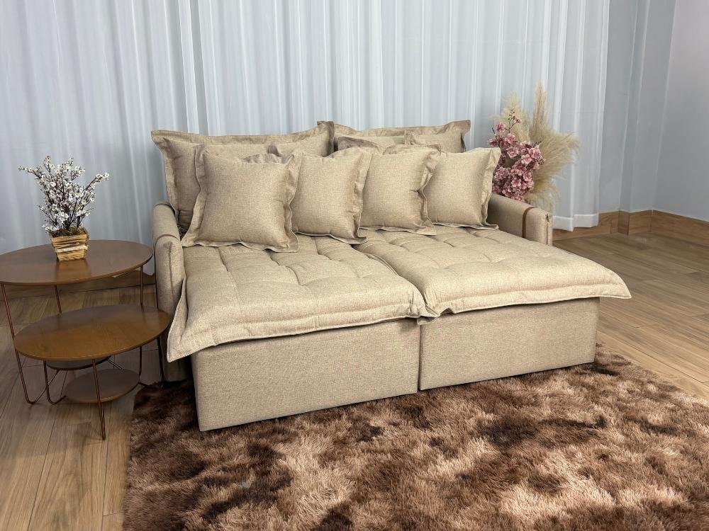 Sofá Retrátil Caixa Zero Munique 1.80m – Bege Linho